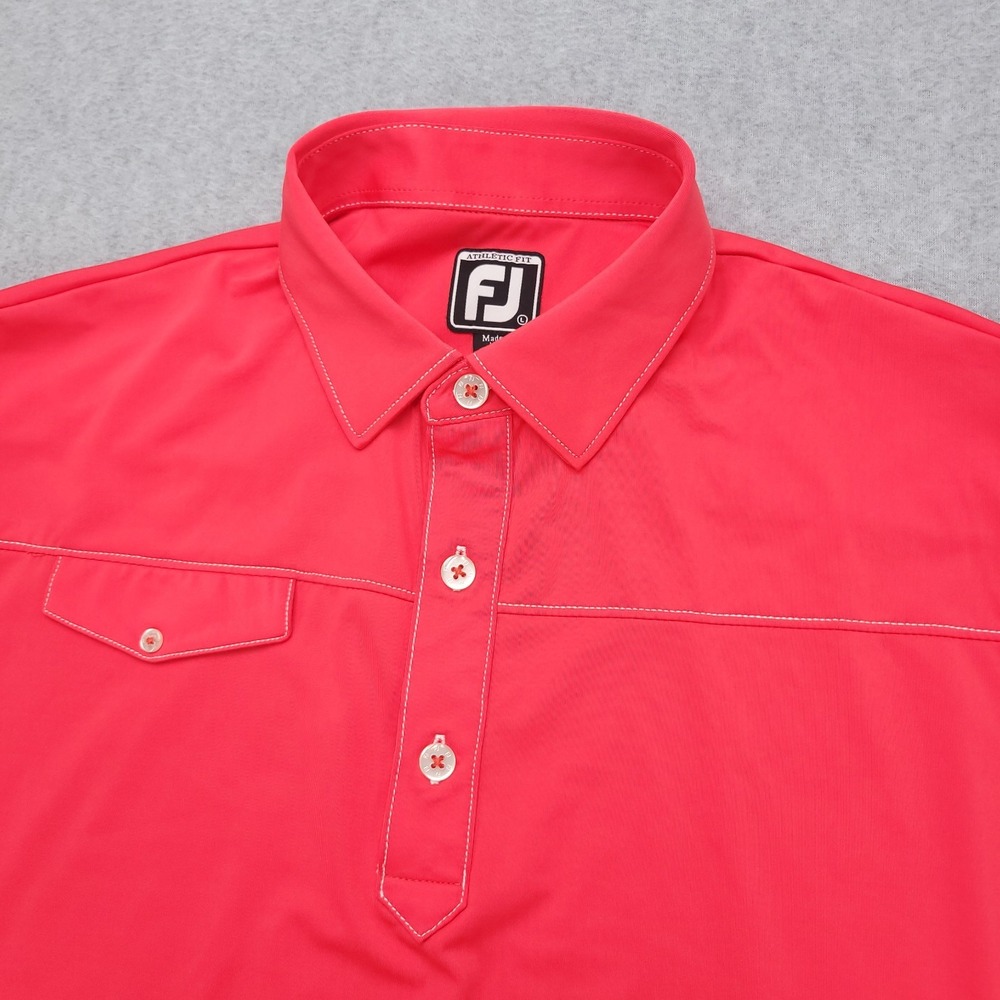 FootJoy‎ Polo Golf Shirt Men's Size L Pink Athletic Fit Polyester Stretch